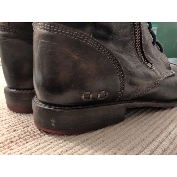 Bed Stu Cobbler Ankle Lace Up Side Zip Boots Dark Brown Vibram Soles Size 10 - Picture 7 of 14